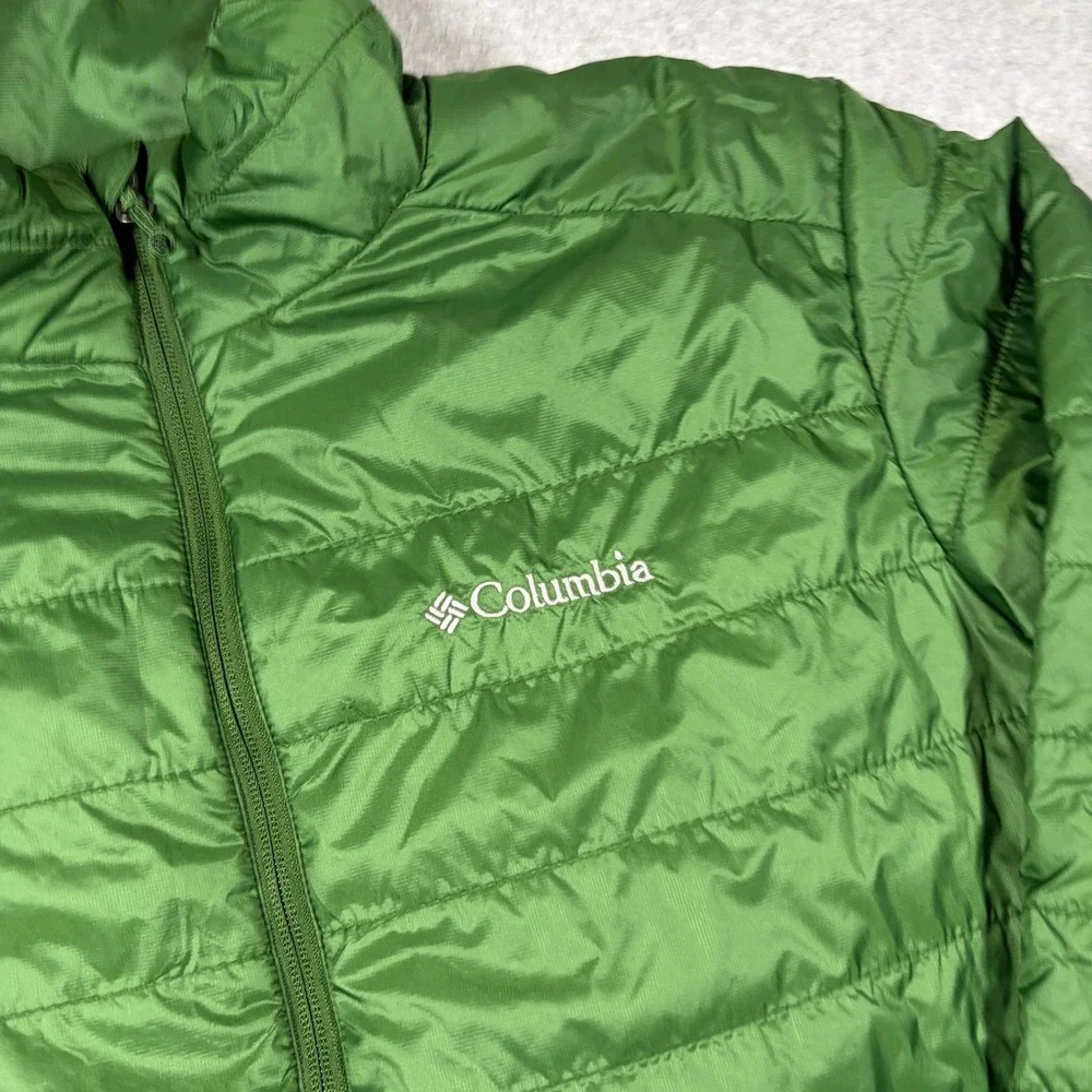 Columbia Puffer Jacket Men's Large Green Omni-Heat Insulated Full Zip 1626061